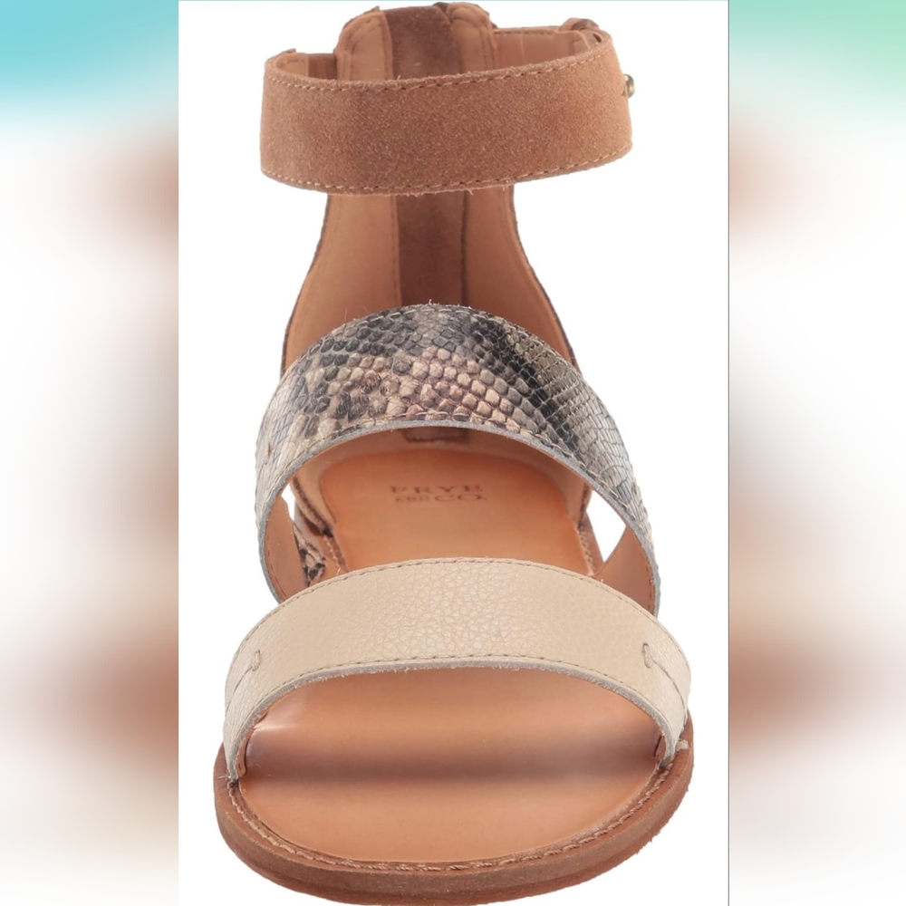 Frye and Co. Women's Evie 2 Band Sandal Flat - Snake Mulit Neutral - SZ 7.5 - Picture 6 of 15